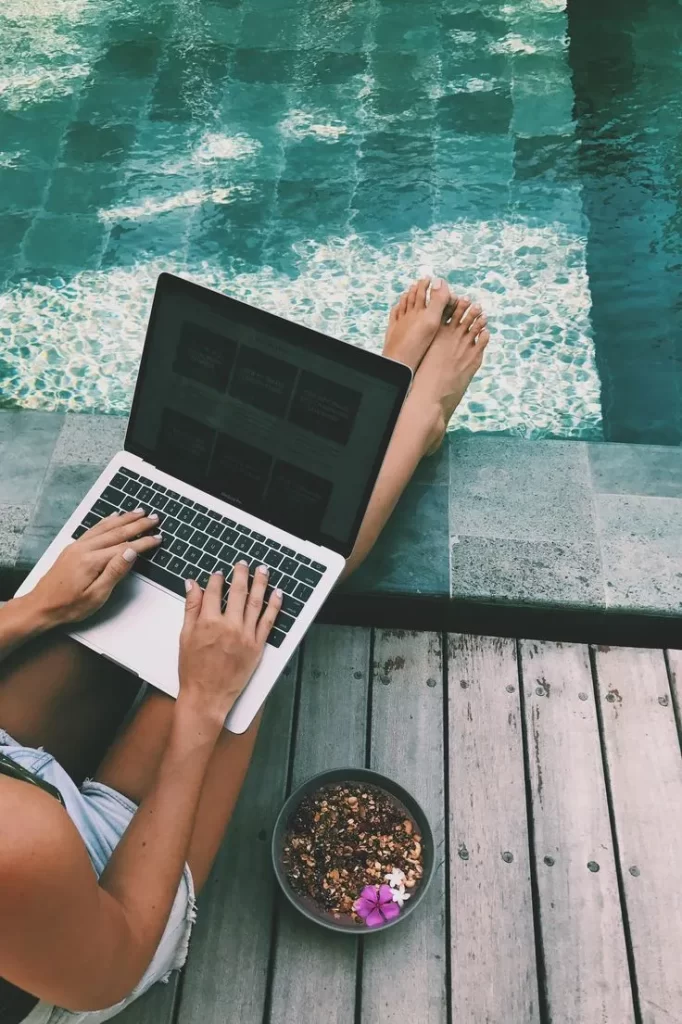 Working from a poolside