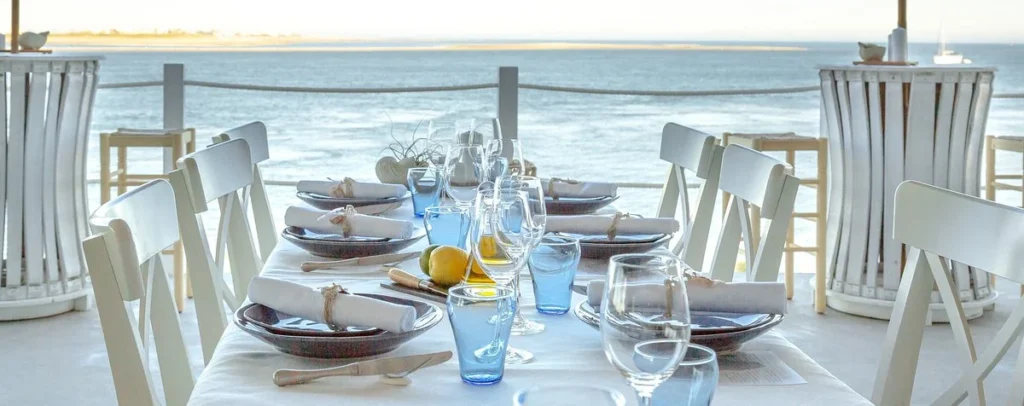 Dining table with a sea view